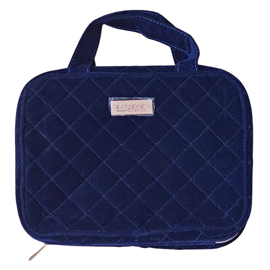 Navy Blue Velvet Cosmetic Bag